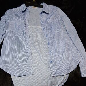 Passport Blue Striped Women's Button Down Shirt